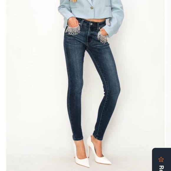 Artemis Vintage Chloe Crystal Embellished High Rise Skinny Jeans Women’s 28 NWOT - Picture 15 of 16